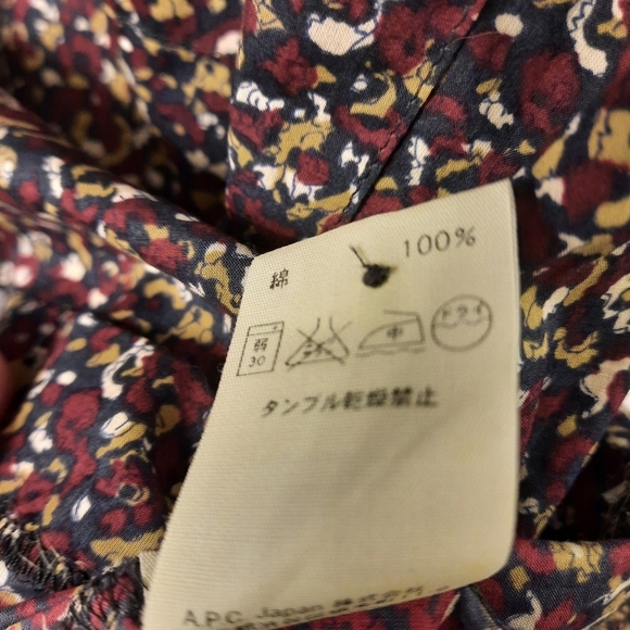 APC French Shift Dress 100% Cotton Floral Patterned Mini Pockets Long Sleeve M - Picture 14 of 14